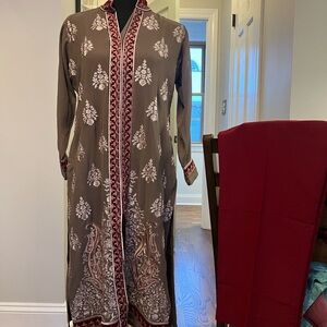 Elegant Brown Embroidered Women's Kurta and Pant